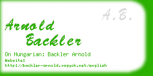 arnold backler business card